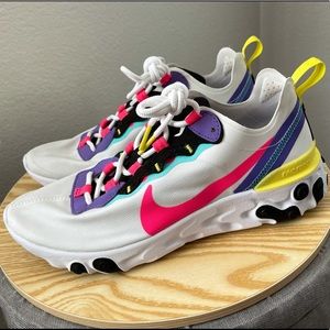 Nike Women’s React Element 55 Running Shoes  White Pink 6.5 EUC